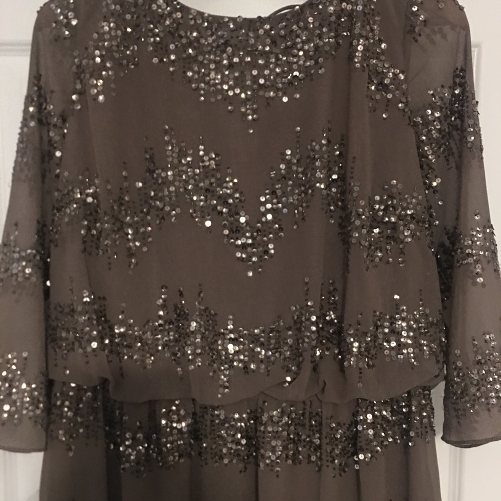 Adriana Papell Gold Sequin Formal Dress